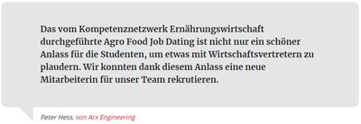 Testimonial - Agro Food Job Dating